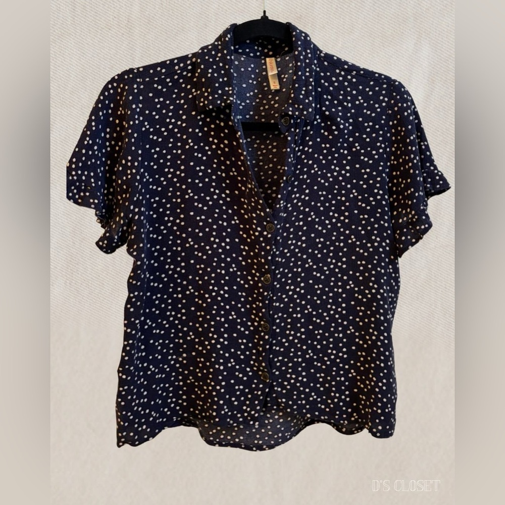 Navy Polka Dot Women's Top